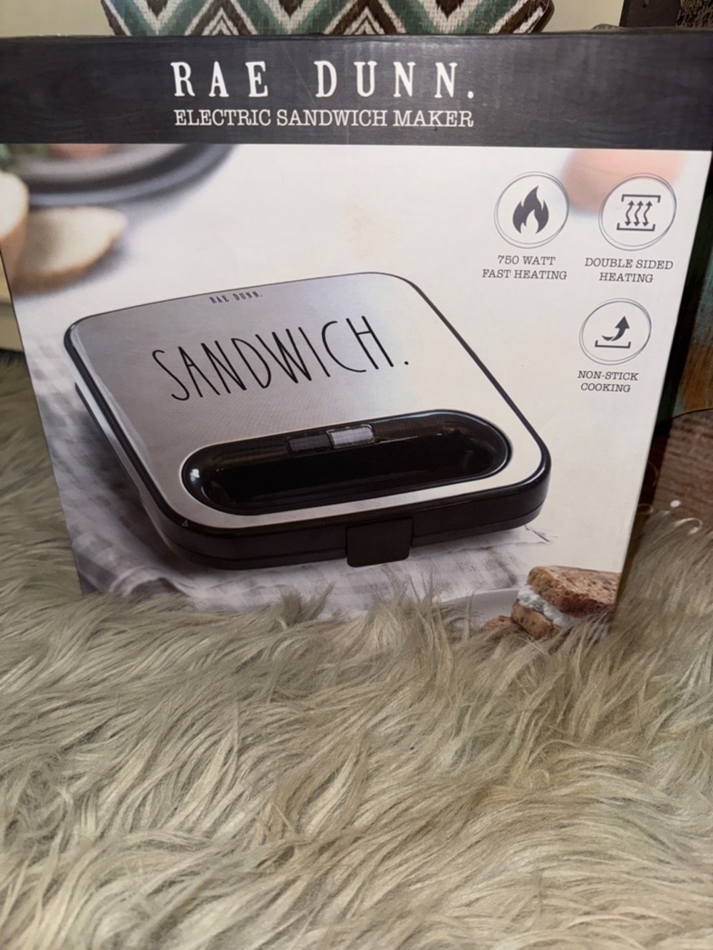 Rae Dunn Stainless Steel and Black Sandwich Maker